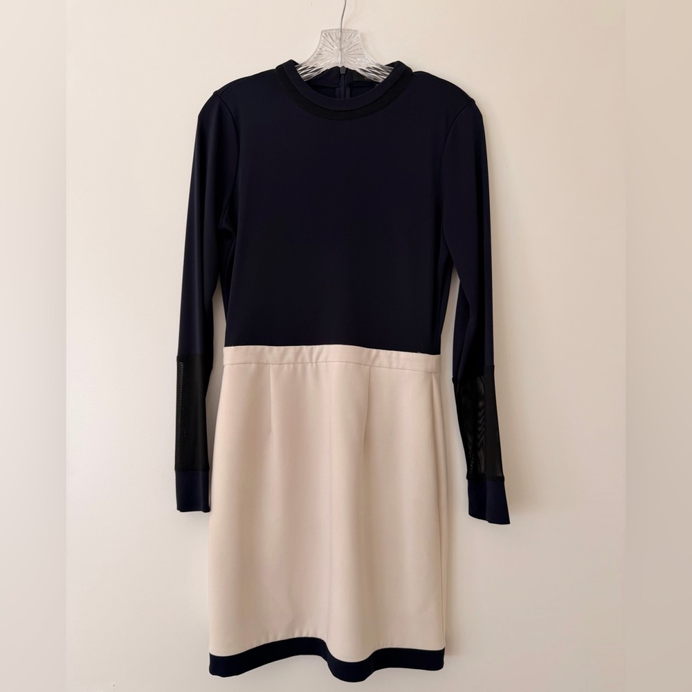 Cynthia Steffe Colorblock Sheath Dress Navy Cream Medium Office